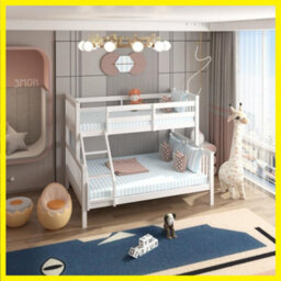 RAC3 Wooden Trio Bunk Bed   Space Saving, Sturdy, Sleeps 3   Available In White And Grey  (Triple White With Mattresses) - thumbnail 6