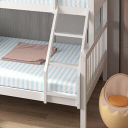 RAC3 Wooden Trio Bunk Bed   Space Saving, Sturdy, Sleeps 3   Available In White And Grey  (Triple White With Mattresses) - thumbnail 4