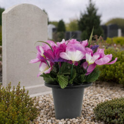 Urbn-Living Purple Peony & Foxtail Set Of 1 Artificial Silk Flower Grave Pot Memorial Arrangement Graveside Cemetery - thumbnail 3