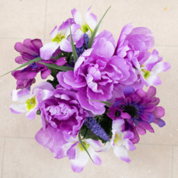 Urbn-Living Purple Peony & Foxtail Set Of 1 Artificial Silk Flower Grave Pot Memorial Arrangement Graveside Cemetery - thumbnail 7