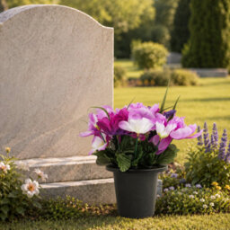 Urbn-Living Purple Peony & Foxtail Set Of 1 Artificial Silk Flower Grave Pot Memorial Arrangement Graveside Cemetery - thumbnail 4