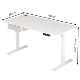 MCC Direct Electric Desk Height Adjustable Standing/sitting Computer Desk 160Cm White - thumbnail 4