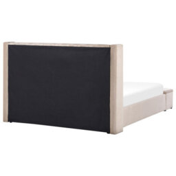 Beliani Waterbed With Storage Bench Velvet Noyers 180 X 200 Cm (Eu Super King) Beige - thumbnail 8