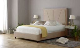 Adore Designs Adore Living Coffee Plush Velvet Geometric Upholstered Panel Bed With Pocket Sprung Mattress - thumbnail 2