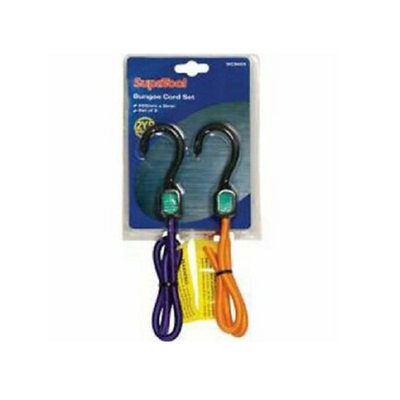 Supatool Bungee Cord Set With Plastic Hooks (Pack Of 2) Orange/purple (90 X 0.8Cm)