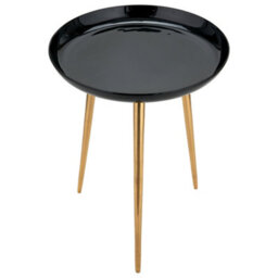 Pacific Lifestyle Black Enamel And Gold Metal Round Side Table With Cast Tripod Legs 44Cm, Seline - thumbnail 8