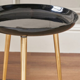 Pacific Lifestyle Black Enamel And Gold Metal Round Side Table With Cast Tripod Legs 44Cm, Seline - thumbnail 3