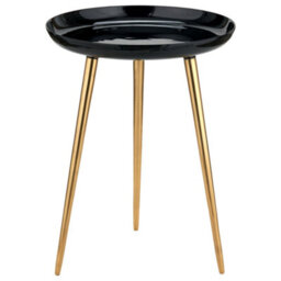 Pacific Lifestyle Black Enamel And Gold Metal Round Side Table With Cast Tripod Legs 44Cm, Seline - thumbnail 7