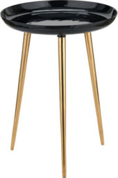 Pacific Lifestyle Black Enamel And Gold Metal Round Side Table With Cast Tripod Legs 44Cm, Seline - thumbnail 2