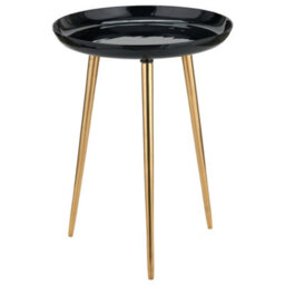 Pacific Lifestyle Black Enamel And Gold Metal Round Side Table With Cast Tripod Legs 44Cm, Seline - thumbnail 6