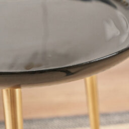 Pacific Lifestyle Black Enamel And Gold Metal Round Side Table With Cast Tripod Legs 44Cm, Seline - thumbnail 5