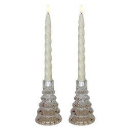 Set Of 2 Large Christmas Tree Candle Holders - Winter Ice - thumbnail 2