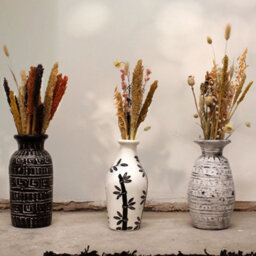 Serenityy Bamboo Motif Shaped Vase - Natural Terracotta, Handmade, Matt Finish, Approx. 4 Cm Neck Diameter - thumbnail 5