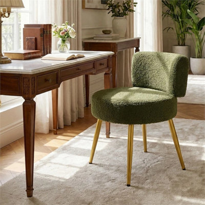 Green-Teddy Fleece Vanity Stool Dressing Table Chair - image 1