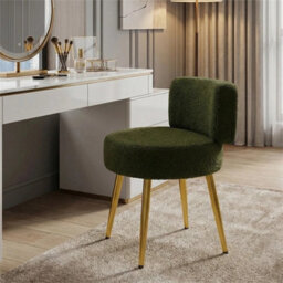 Green-Teddy Fleece Vanity Stool Dressing Table Chair - thumbnail 4