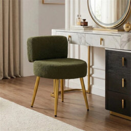 Green-Teddy Fleece Vanity Stool Dressing Table Chair - thumbnail 5