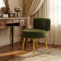 Green-Teddy Fleece Vanity Stool Dressing Table Chair - thumbnail 6