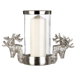 Orsina Hurricane Candle Holder, 2 Stag Head Design Candle Holder, Transparent Candlestick Holder - thumbnail 3