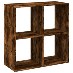Berkfield Room Divider Bookcase Smoked Oak 69.5X29X69.5 Cm Engineered Wood - thumbnail 2