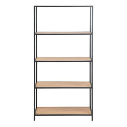 Wyld Haus El Paso Tall 4-Shelf Bookcase - Black Metal Frame With Wild Oak-Effect Shelves - thumbnail 4