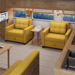 Yaheetech 3-In-1 Convertible Sleeper Sofa Bed Chair Yellow - thumbnail 2