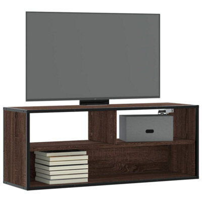 Berkfield Tv Cabinet Brown Oak 100X31X39.5 Cm Engineered Wood And Metal - image 1
