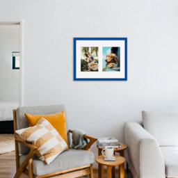 14X11 Inch 2 Opening Photo Collage Frame, Display Two 7X5 Inch Photos, Multi Aperture Family Picture Frame, Blue - thumbnail 3