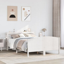 Berkfield Bed Frame Without Mattress White 150X200 Cm King Size Solid Wood Pine - thumbnail 1