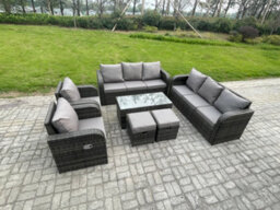 Fimous Patio Garden Furniture Sets Wicker 10 Seater Outdoor Rattan Furniture Sofa Sets With Rectangular Coffee Table - thumbnail 1