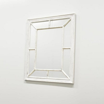 Deenz Antique White Window Mirror Stylish Decor Wall Hallway Rustic 60X76Cm