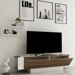 "Decorotika Matera Tv Stand For Tvs Up To 60"" With 2 Wall Shelves" - thumbnail 2