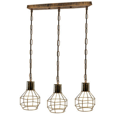 Pendant Lighting Romazzina, 3 Lamp Ceiling Light Fitting, Hanging Lamp For Living Room Made Of Black Metal, E27 Socket - image 1