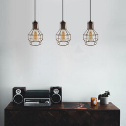 Pendant Lighting Romazzina, 3 Lamp Ceiling Light Fitting, Hanging Lamp For Living Room Made Of Black Metal, E27 Socket - thumbnail 6