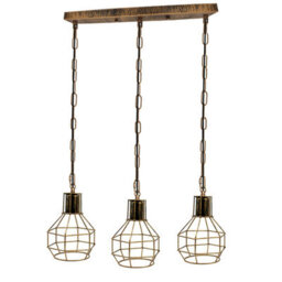Pendant Lighting Romazzina, 3 Lamp Ceiling Light Fitting, Hanging Lamp For Living Room Made Of Black Metal, E27 Socket - thumbnail 1