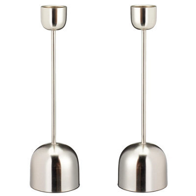 Urbn-Living Urbnliving Silver Metal Taper Candlestick Bell Candle Holder Stand Wedding Centrepiece Display 36Cm Set Of 2 - image 1