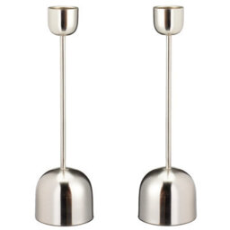 Urbn-Living Urbnliving Silver Metal Taper Candlestick Bell Candle Holder Stand Wedding Centrepiece Display 36Cm Set Of 2 - thumbnail 1