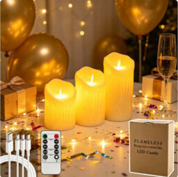 Amorly 3 Pack Usb Rechargeable Flameless Led Candles With Timer & Remote Control, Candle Lights For Wedding,festival,indoor&outdoor Decor - thumbnail 4