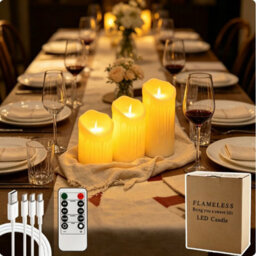 Amorly 3 Pack Usb Rechargeable Flameless Led Candles With Timer & Remote Control, Candle Lights For Wedding,festival,indoor&outdoor Decor - thumbnail 5