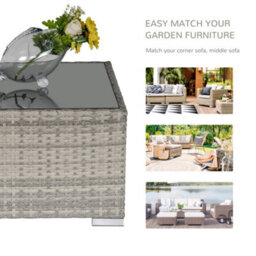 Outsunny Patio Wicker Coffee Table W/ Glass Top Suitable For Garden Backyard - thumbnail 7