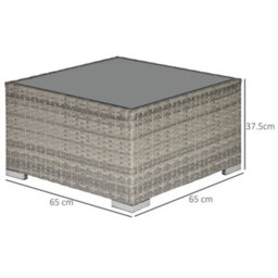 Outsunny Patio Wicker Coffee Table W/ Glass Top Suitable For Garden Backyard - thumbnail 3