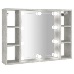 Berkfield Mirror Cabinet With Led Concrete Grey 76X15X55 Cm - thumbnail 2