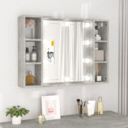 Berkfield Mirror Cabinet With Led Concrete Grey 76X15X55 Cm - thumbnail 1