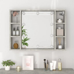 Berkfield Mirror Cabinet With Led Concrete Grey 76X15X55 Cm - thumbnail 5