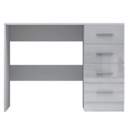 Reflect 4 Drawer Desk - White Gloss & Matt White - Modern Bedroom Storage For Vanity, Work Or Study - H:72Cm X W: 99Cm X D: 39.5Cm - thumbnail 4