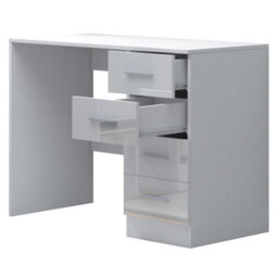 Reflect 4 Drawer Desk - White Gloss & Matt White - Modern Bedroom Storage For Vanity, Work Or Study - H:72Cm X W: 99Cm X D: 39.5Cm - thumbnail 5