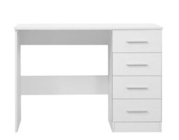 Reflect 4 Drawer Desk - White Gloss & Matt White - Modern Bedroom Storage For Vanity, Work Or Study - H:72Cm X W: 99Cm X D: 39.5Cm - thumbnail 1