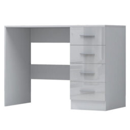 Reflect 4 Drawer Desk - White Gloss & Matt White - Modern Bedroom Storage For Vanity, Work Or Study - H:72Cm X W: 99Cm X D: 39.5Cm - thumbnail 3