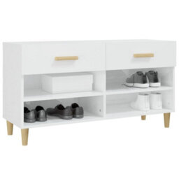 Walplus Shoe Cabinet High Gloss White 102X35X55 Cm Engineered Wood - thumbnail 4