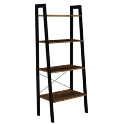 Wyld Haus Maynooth Industrial 4-Shelf Wood Effect And Black Metal Ladder Bookcase - thumbnail 2