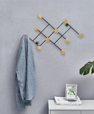 Aspect Furniture Wall Mounted Coat Rack /hanger,10 Wooden Hooks - image 1